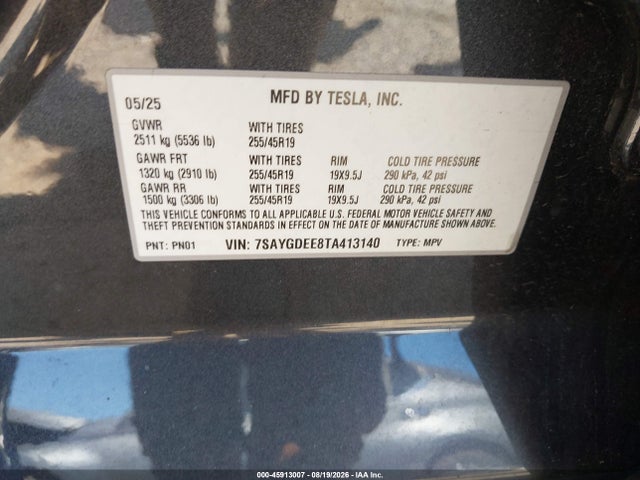 7SAYGDEE8TA413140 Tesla Model Y All-wheel Drive/long Range Launch Series/premium All-wheel Drive