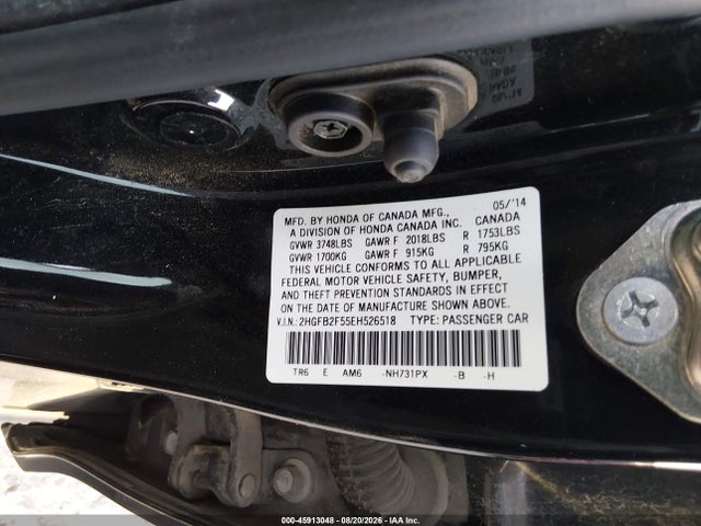 45913048 :رقم المزاد ، 2HGFB2F55EH526518 vin ، 2014 Honda Civic Lx مزاد بيع