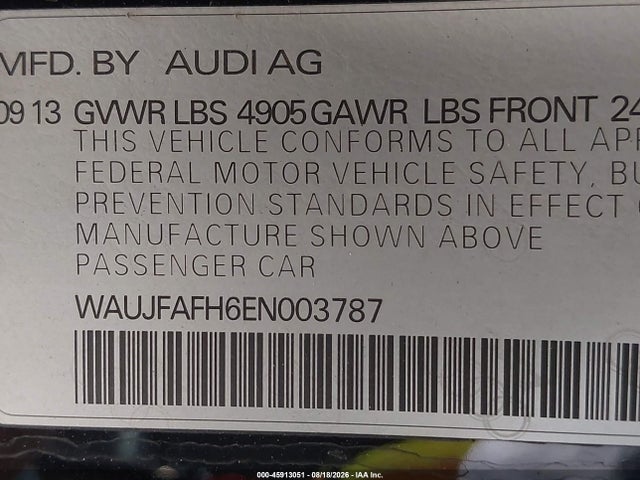 WAUJFAFH6EN003787 Audi A5 2.0t Premium