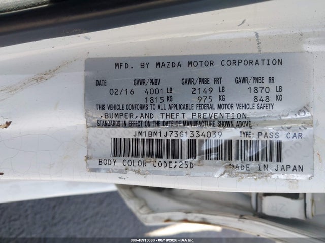 JM1BM1J73G1334039 Mazda Mazda3 I Sport