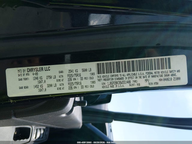 Продажа на аукционе авто 2009 Jeep Liberty Sport, vin: 1J8GP28K39W551408, номер лота: 45913065