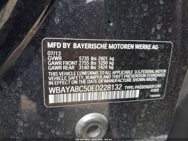 Продаж на аукціоні авто 2014 Bmw 750i, vin: WBAYA8C50ED228132, номер лоту: 45913072
