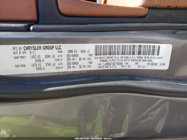 Продаж на аукціоні авто 2011 Jeep Grand Cherokee Overland, vin: 1J4RR6GT2BC736983, номер лоту: 45913167