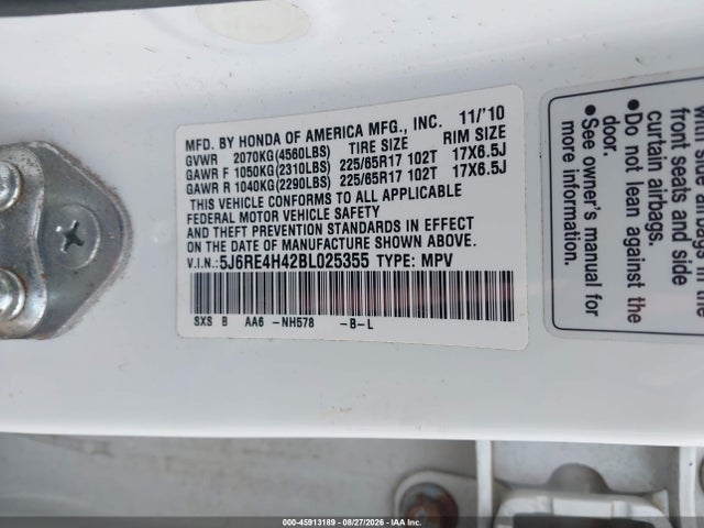 Aukcja sprzedaży 2011 Honda Cr-v Se, vin: 5J6RE4H42BL025355, numer aukcji: 45913189