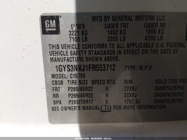 Продажа на аукционе авто 2015 Cadillac Escalade Premium, vin: 1GYS3NKJ1FR553712, номер лота: 45913245