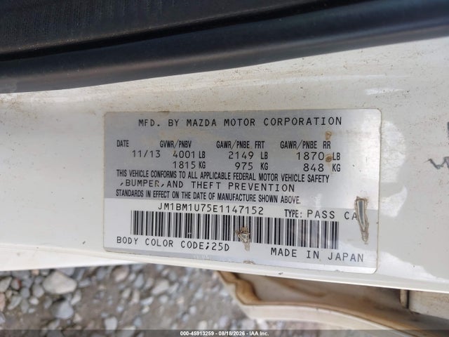 Aukcja sprzedaży 2014 Mazda Mazda3 I Sport, vin: JM1BM1U75E1147152, numer aukcji: 45913259