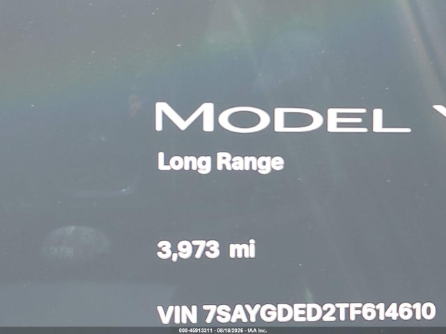 2026 Tesla Model Y Premium/rear-wheel Drive მანქანა იყიდება აუქციონზე, vin: 7SAYGDED2TF614610, აუქციონის ნომერი: 45913311