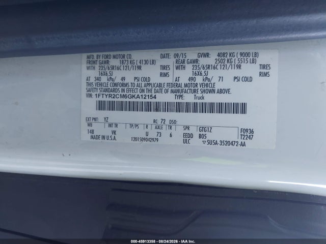 Ford Transit-250 2016 1FTYR2CM6GKA12154 Image 9