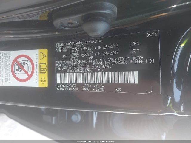 Продажа на аукционе авто 2016 Lexus Nx 200t, vin: JTJYARBZ5G2042966, номер лота: 45913362