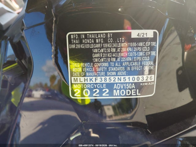 MLHKF3852N5100326 Honda Adv150 A