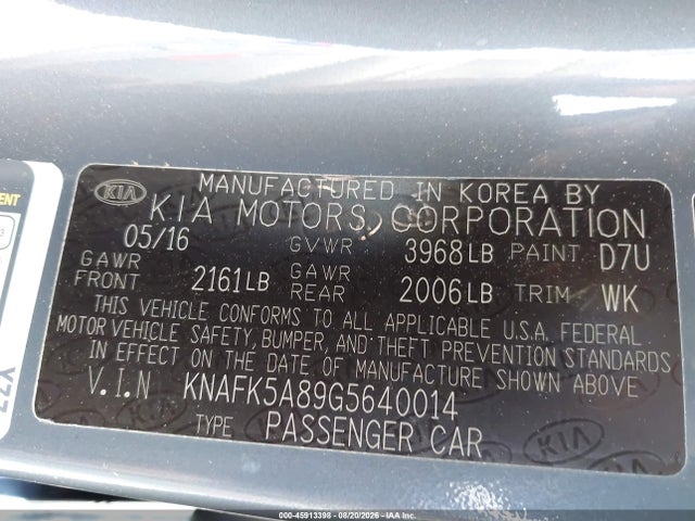 KIA FORTE LX 2016 KNAFK5A89G5640014 Image 9
