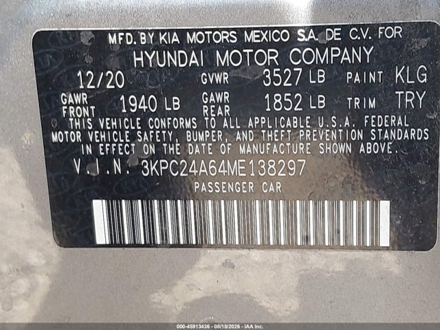 Hyundai ACCENT SE 2021 3KPC24A64ME138297 Image 9