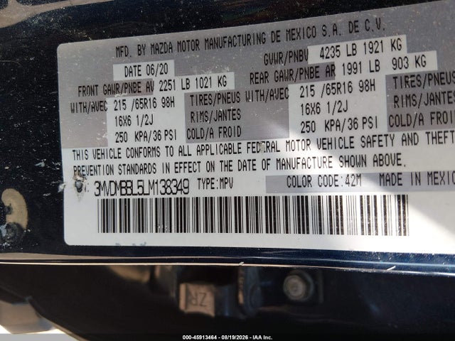 Продаж на аукціоні авто 2020 Mazda Cx-30, vin: 3MVDMBBL5LM138349, номер лоту: 45913464
