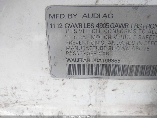 Продажа на аукционе авто 2013 Audi A4 2.0t Premium, vin: WAUFFAFL0DA169366, номер лота: 45913476