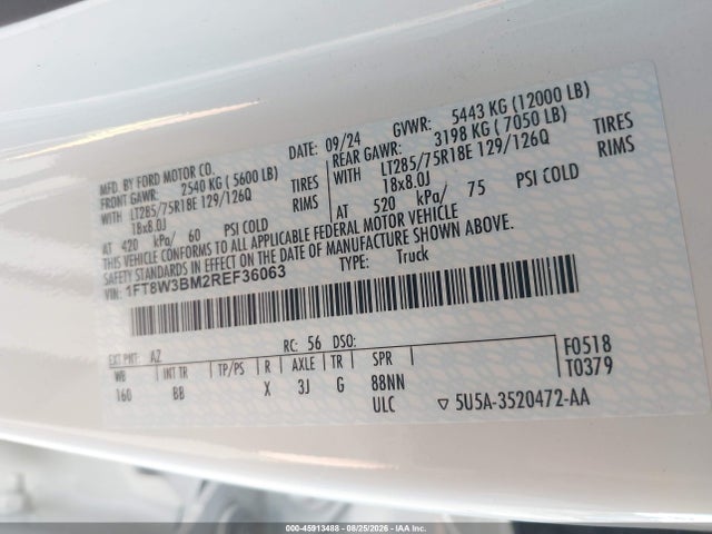 2024 Ford F-350 Platinum მანქანა იყიდება აუქციონზე, vin: 1FT8W3BM2REF36063, აუქციონის ნომერი: 45913488