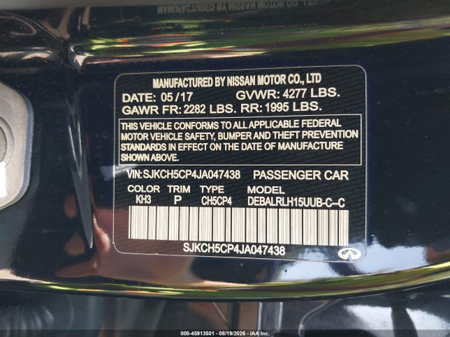 Aukcja sprzedaży 2018 Infiniti Qx30 Premium, vin: SJKCH5CP4JA047438, numer aukcji: 45913501