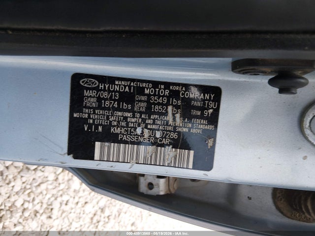 Aukcja sprzedaży 2013 Hyundai Accent Gs, vin: KMHCT5AEXDU107286, numer aukcji: 45913568
