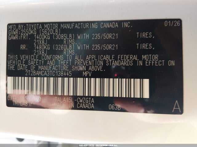 Продажа на аукционе авто 2026 Lexus Rx 350 Premium+, vin: 2T2BAMCA3TC138445, номер лота: 45913578
