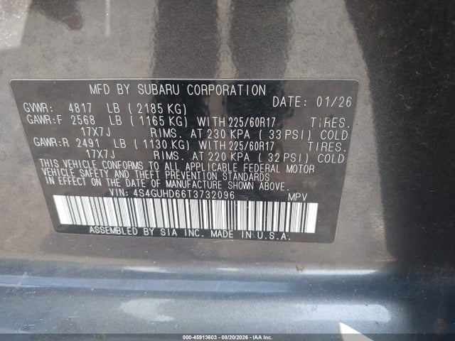 Продажа на аукционе авто 2026 Subaru Crosstrek Premium, vin: 4S4GUHD66T3732096, номер лота: 45913603