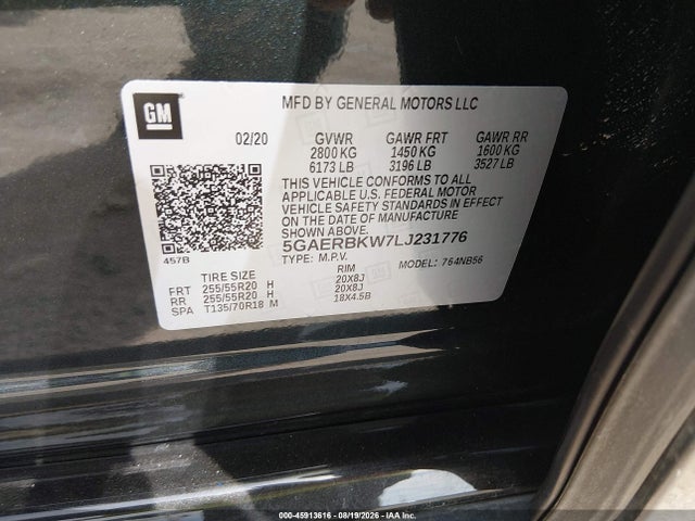 Продаж на аукціоні авто 2020 Buick Enclave Fwd Essence, vin: 5GAERBKW7LJ231776, номер лоту: 45913616