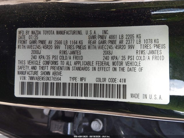 Aukcja sprzedaży 2025 Mazda Cx-50 2.5 S Premium Plus Package, vin: 7MMVABEM5SN376564, numer aukcji: 45913620