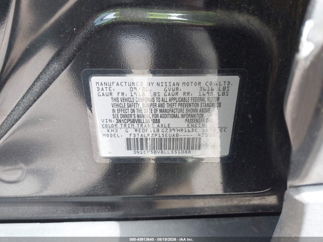 Aukcja sprzedaży 2020 Nissan Kicks S Xtronic Cvt, vin: 3N1CP5BV8LL551088, numer aukcji: 45913640