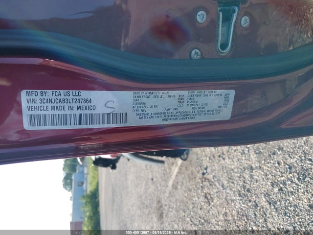 Продаж на аукціоні авто 2020 Jeep Compass Sport Fwd, vin: 3C4NJCAB3LT247864, номер лоту: 45913657