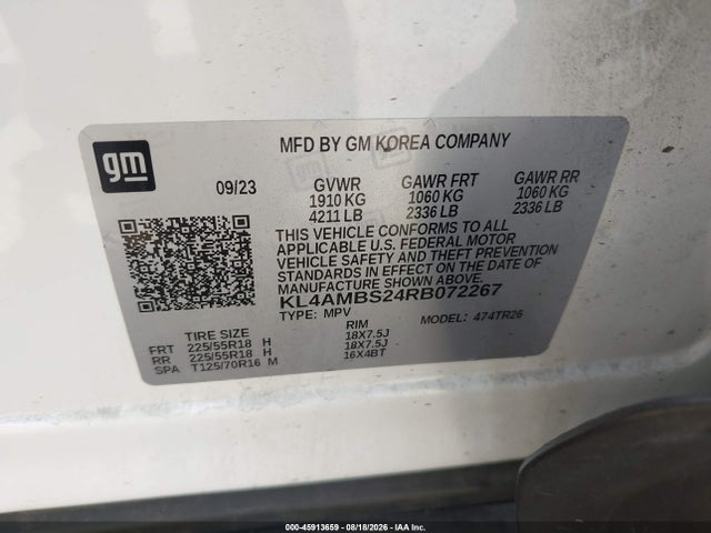 2024 Buick Encore Gx Preferred Fwd მანქანა იყიდება აუქციონზე, vin: KL4AMBS24RB072267, აუქციონის ნომერი: 45913659