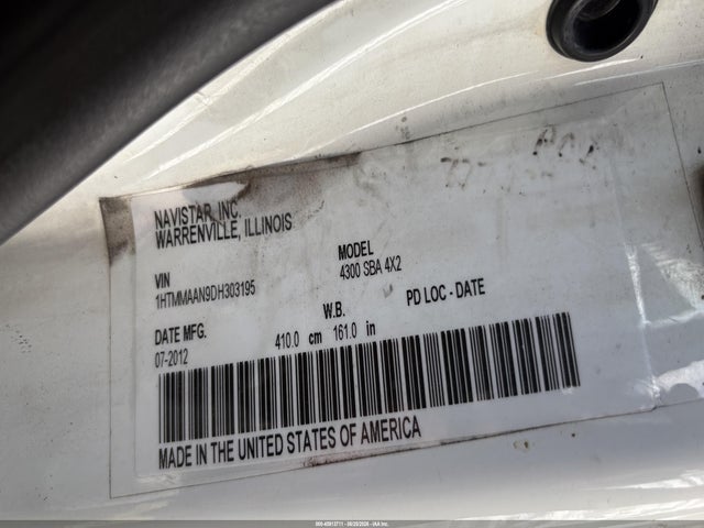 45913711 :رقم المزاد ، 1HTMMAAN9DH303195 vin ، 2013 International 4000 4300 مزاد بيع