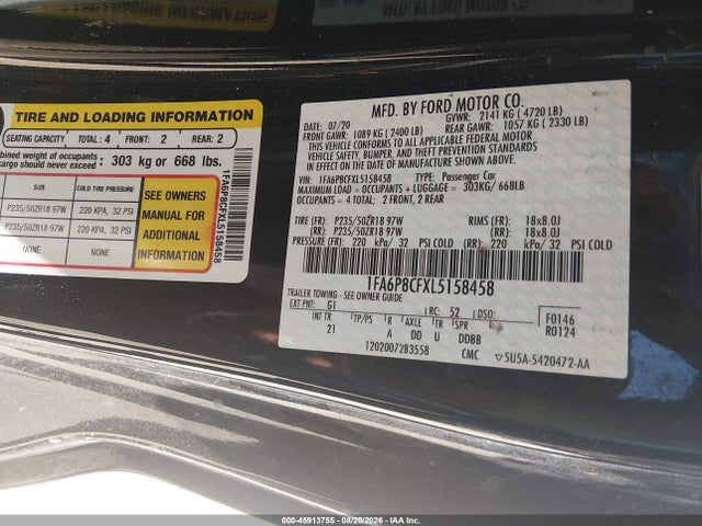 Ford Mustang Gt Fastback 2020 1FA6P8CFXL5158458 Image 9