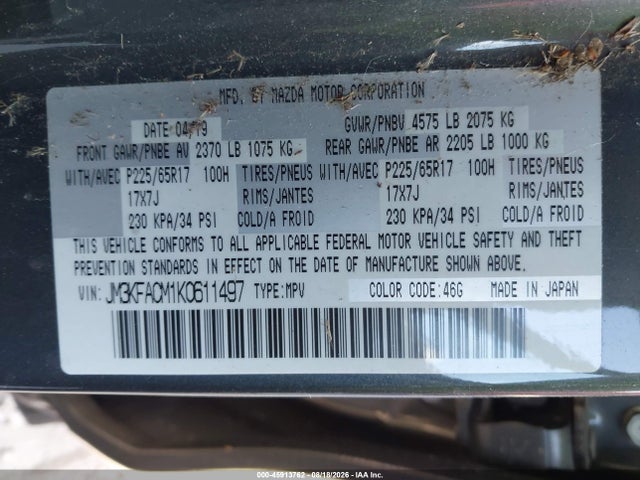 JM3KFACM1K0611497 Mazda Cx-5 Touring