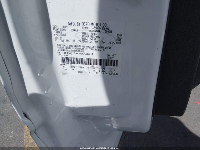 Aukcja sprzedaży 2010 Ford F-150 Stx/xl/xl W/mid-box Prep/xlt/xlt W/mid-box Prep, vin: 1FTMF1CW2AKA98217, numer aukcji: 45913851