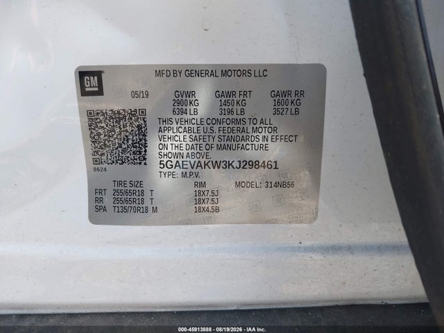 Продаж на аукціоні авто 2019 Buick Enclave Awd Essence, vin: 5GAEVAKW3KJ298461, номер лоту: 45913888