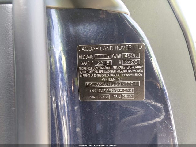 Aukcja sprzedaży 2016 Jaguar F-type, vin: SAJWA6AT3G8K33211, numer aukcji: 45913893