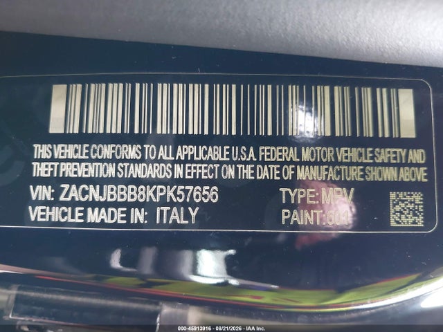 45913916 :رقم المزاد ، ZACNJBBB8KPK57656 vin ، 2019 Jeep Renegade Latitude 4x4 مزاد بيع