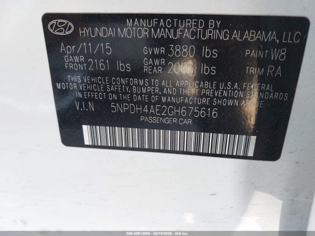 Hyundai ELANTRA SE 2016 5NPDH4AE2GH675616 Image 9