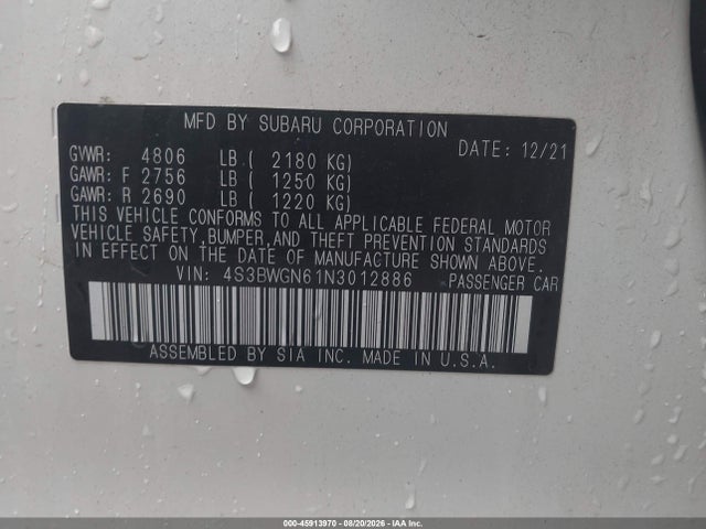 Продажа на аукционе авто 2022 Subaru Legacy Limited Xt, vin: 4S3BWGN61N3012886, номер лота: 45913970