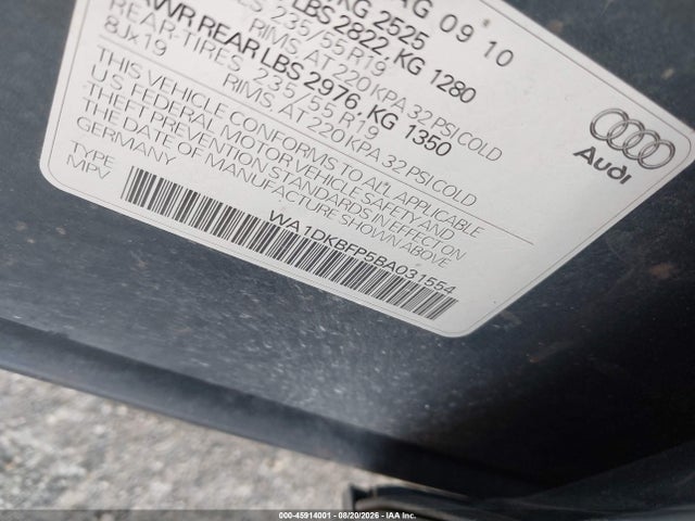Продаж на аукціоні авто 2011 Audi Q5 3.2 Premium Plus, vin: WA1DKBFP5BA031554, номер лоту: 45914001
