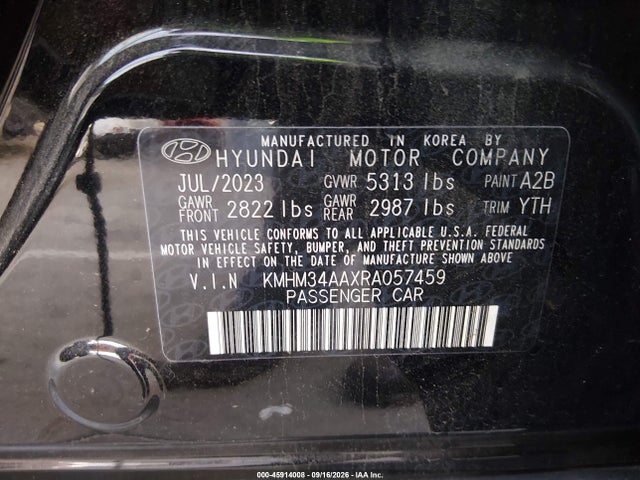2024 Hyundai Ioniq 6 Sel მანქანა იყიდება აუქციონზე, vin: KMHM34AAXRA057459, აუქციონის ნომერი: 45914008