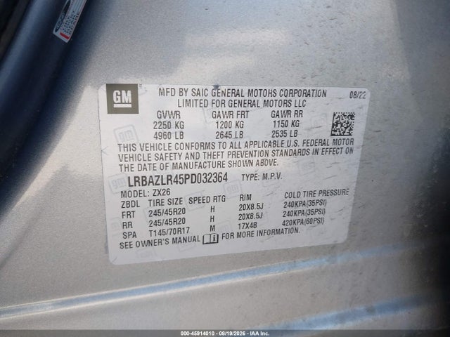 Продаж на аукціоні авто 2023 Buick Envision Preferred Fwd, vin: LRBAZLR45PD032364, номер лоту: 45914010