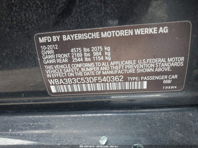 Aukcja sprzedaży 2013 Bmw 328i Xdrive, vin: WBA3B3C53DF540362, numer aukcji: 45914019