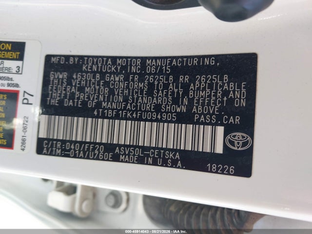 Toyota CAMRY SE 2015 4T1BF1FK4FU094905 Image 9