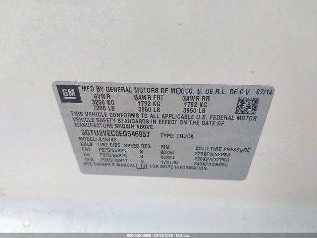 GMC Sierra 1500 Slt 2014 3GTU2VEC0EG546957 Image 9