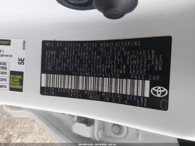 5YFB4MDE4TP415178 Toyota COROLLA LE