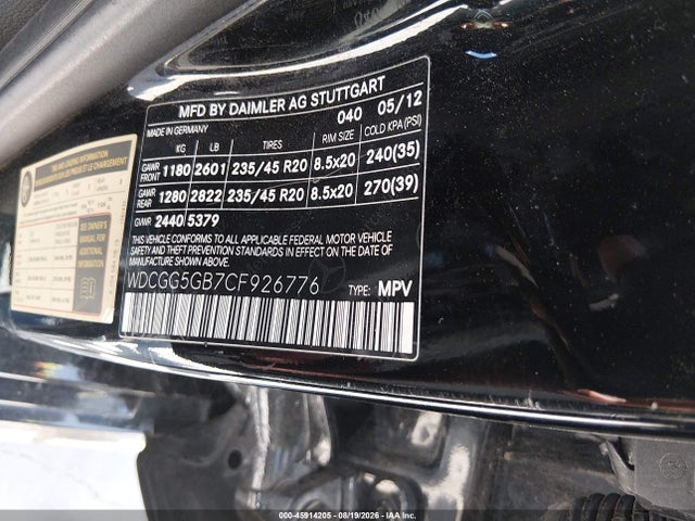 Auction sale of the 2012 Mercedes-benz Glk 350, vin: WDCGG5GB7CF926776, lot number: 45914205