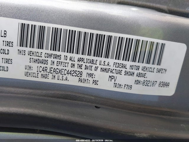 45914222 :رقم المزاد ، 1C4RJEAGXEC442528 vin ، 2014 Jeep Grand Cherokee Laredo مزاد بيع