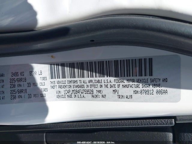 Продажа на аукционе авто 2015 Jeep Cherokee Limited, vin: 1C4PJMDB4FW759528, номер лота: 45914247
