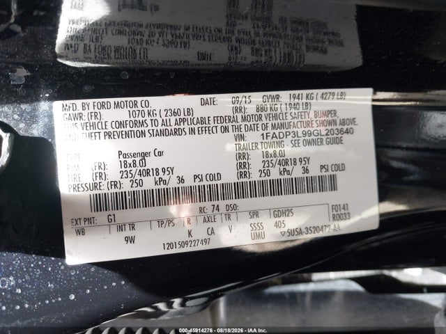 Ford FOCUS ST 2016 1FADP3L99GL203640 Image 9