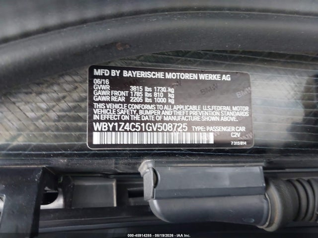 WBY1Z4C51GV508725 BMW I3 Base W/range Extender