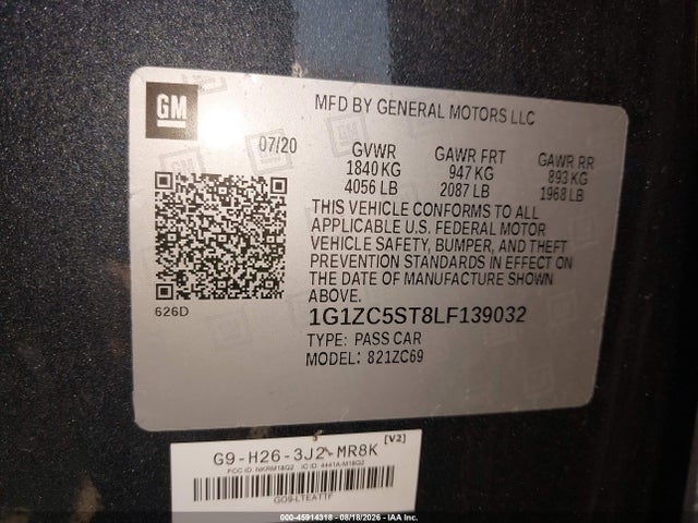 1G1ZC5ST8LF139032 Chevrolet Malibu Fwd 1fl